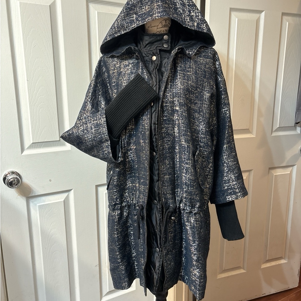 ASOS Navy and Gold metallic Quilted Jacket Oprah’s favorites